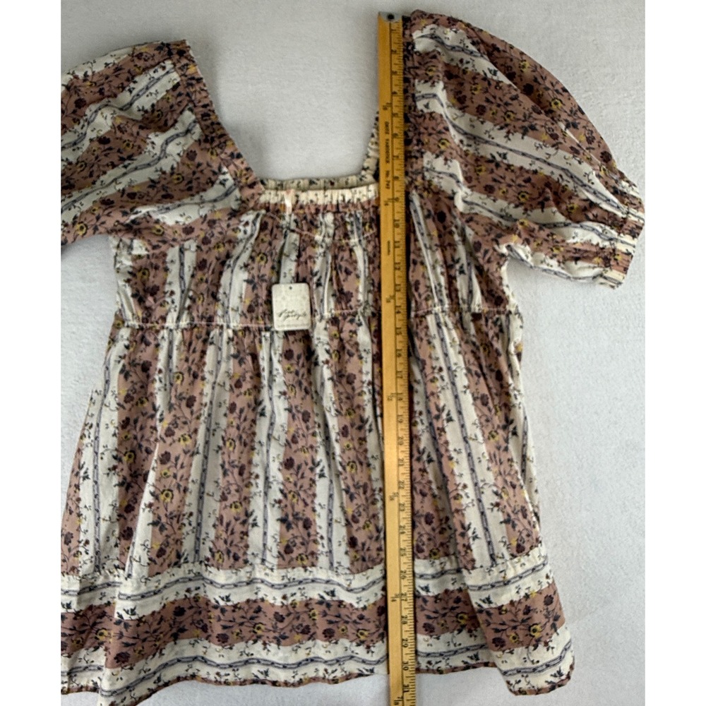 Free People Vintage Lover Babydoll Tunic Top Womens Medium Puff Sleeve NWT - Picture 10 of 13